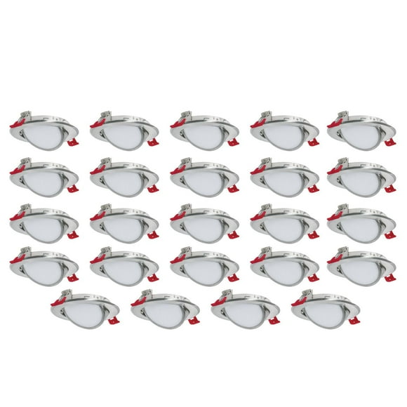 Nadair, 4’’ LED Gimbal Recessed Ultra Slim Lights, 3 Built-in Color Temperature (3K/4K/5K), 24-Pack, IC Rated, Dimmable, 9W=50W, 550 Lumens, Quick Connect System, Brushed Nickel Finish