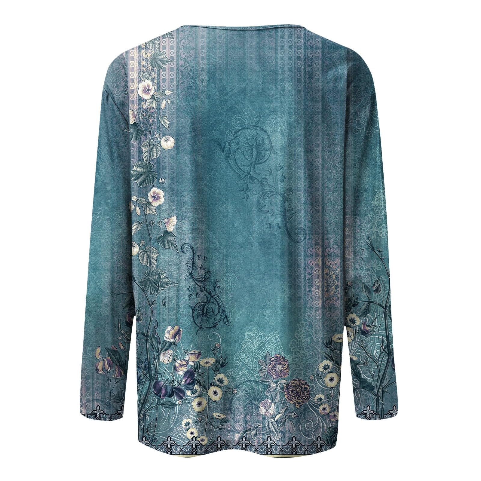 Long Sleeve Shirts for Women - Womens T Shirts Long Sleeve Crew Neck Shirts Basic Tee Sort Comfy Printed Tops Blouse
