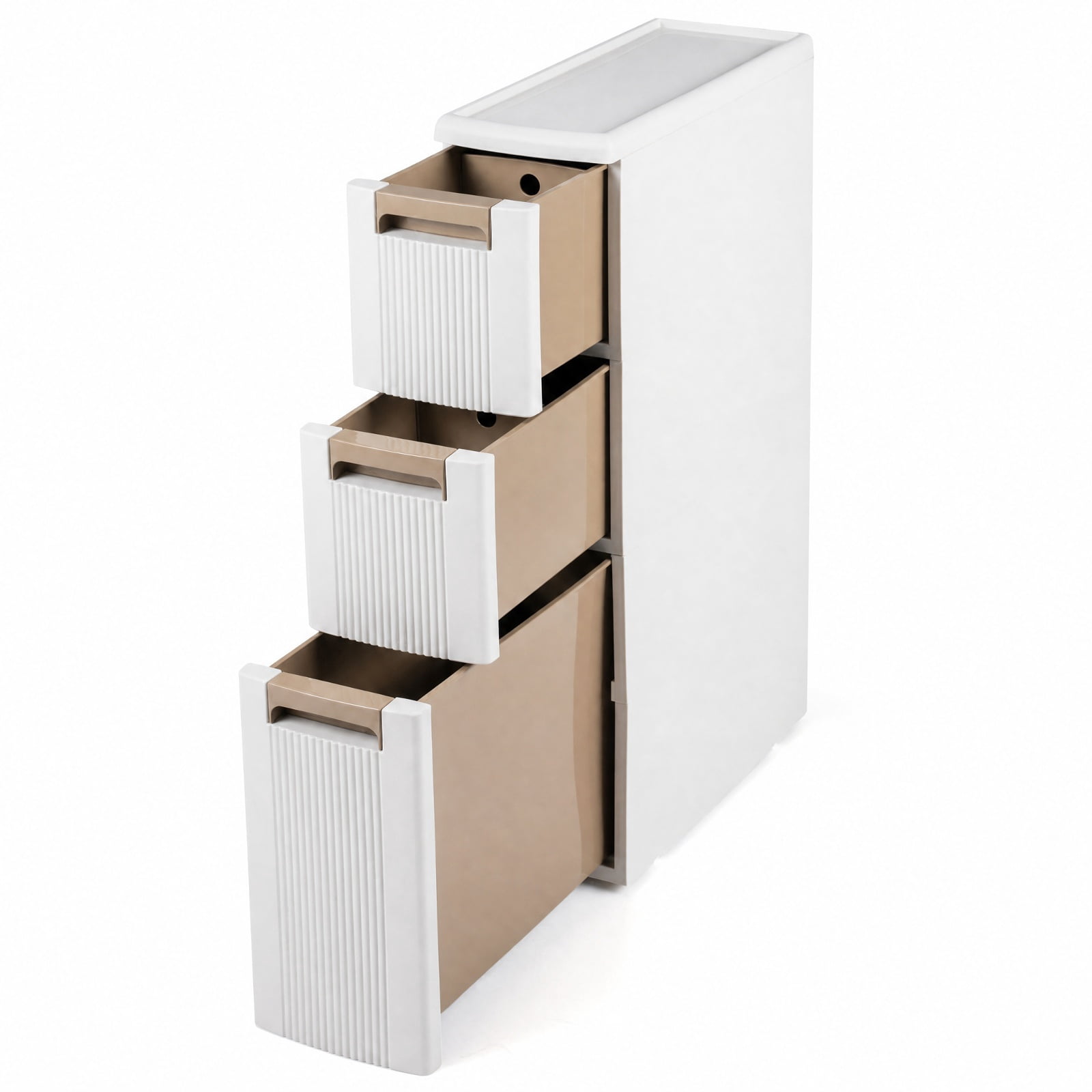 Vebreda Freestanding Bathroom Storage Cabinet, Narrow Storage Cabinet with Drawers and Removable Dividers, Multi-Layered Storage