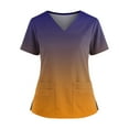 thumbnail image 3 of Gradient Color Scrub Tops Women V Neck Short Sleeve Stretch Nurse Uniform with 2 Pockets Functional Workwear, #01 Orange, 5XL, 3 of 6