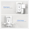 thumbnail image 6 of Wall Outlet Extender Surge Protector, 6 Outlet Extender with 3 USB Wall Charger (1 USB C), 3-Sided Outlet Splitter for Home, Travel, Dorm Essentials(White), 6 of 7
