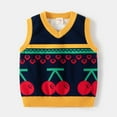 thumbnail image 4 of TEAJOPSUU Boys Cartoon Pattern Sweater Vest Cotton Crew Neck Vest Kids Uniform Knit Jacquard Sleeveless Sweaters for Children 1-8Y G-Blue, 4 of 9