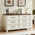 thumbnail image 5 of LELELINKY 6 Drawer Double Dresser, 54" Adult Wood Storage Side Cabinet Chest of Drawer for Bedroom Living Room Hallway, White & Brown, 5 of 9