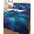 Blue Starry Sky Quilts Bedding Set Full Size Purple Teal Universe ...