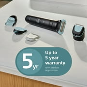 Philips Norelco Body Groomer 5000 Series, Intimate Hair Shaver & Trimmer For Men with Interchangeable & Adjustable Full Body Trim & Shave Heads, 100% Showerproof, BG5490/50