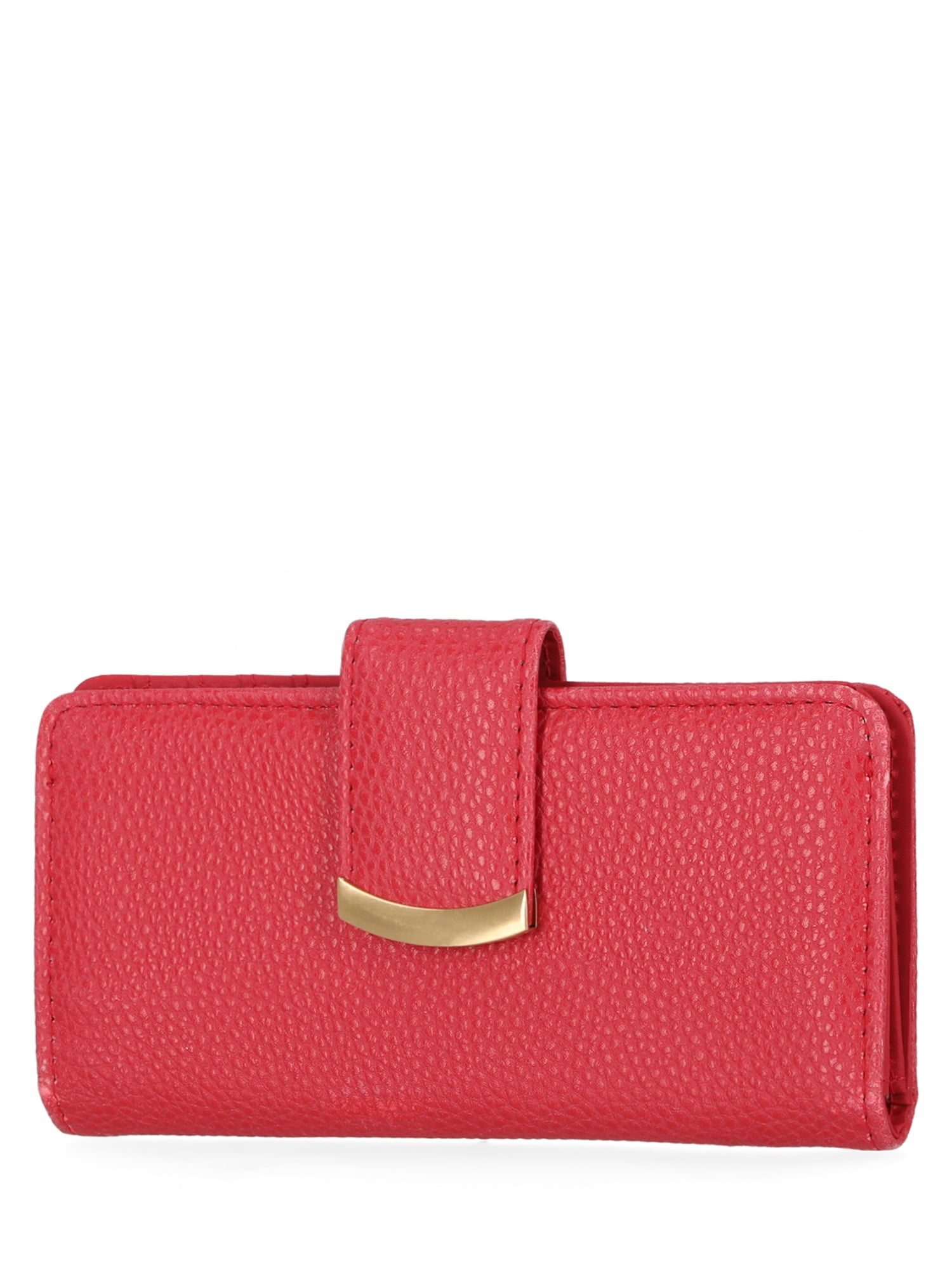 Time and Tru Women's Alexandra Slim Tab Wallet, Solid Red