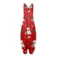 thumbnail image 2 of HuaChen Women's Jumpsuits for Women Casual Christmas Print Loose Large Size Jumpsuits for Women Casual Sleeveless Strappy Jumpsuit，Red/XXL, 2 of 5