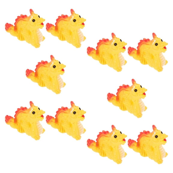 CIMAXIC 10Pcs Mini Design Yellow Resin Dragon Figurine for Home Decor 1.2x1.2x0.6in