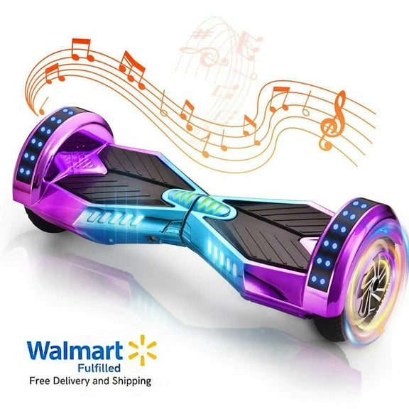 WEELMOTION 8" Chrome Iridescent Off-Road Hoverboard for Kids & Adults, UL 2272 Certified, LED Lights, Bluetooth Speaker, All Terrain 8 Inch Hoverboard with Bag, Dual 300W Motor up to 8km/h