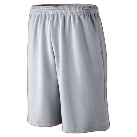 Augusta Sportswear Long Length Wicking Mesh Athletic Short, XL, SILVER GREY