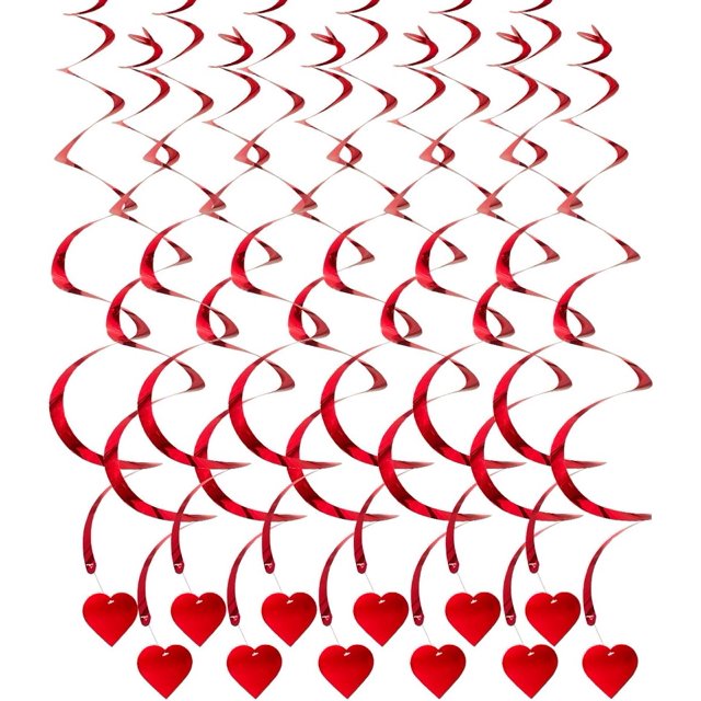 12 piezas de dijes en espiral de corazón rojo, dijes en espiral para el día de San Valentín