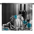 thumbnail image 3 of Turquoise Wine Blue Rose Kitchen Curtains 2 Panels 27.5W x 39H Rod Pocket Floral Grapes Romantic Vintage Rustic Farmhouse Polyester Small Short Window Drapery Treatment Cafe, 3 of 6