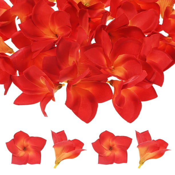 Uxcell 10-Pack Cabezas de Flor Plumeria Artificial, 3.94"/ 10cm Flores Plumeria Falsas de Seda para Manualidades DIY, Rojo Atardecer