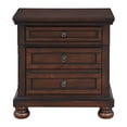thumbnail image 6 of Brown Cherry Finish 3pc Bedroom Set Platform Queen Bed Storage Nightstands Traditional Style Wooden Furniture, 6 of 7