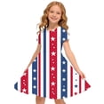 thumbnail image 1 of Odeerbi Niñas Día de La Independencia Vestido de Línea A Verano Patriótico Cuello Redondo Manga Corta Vestido Casual, 1 of 9