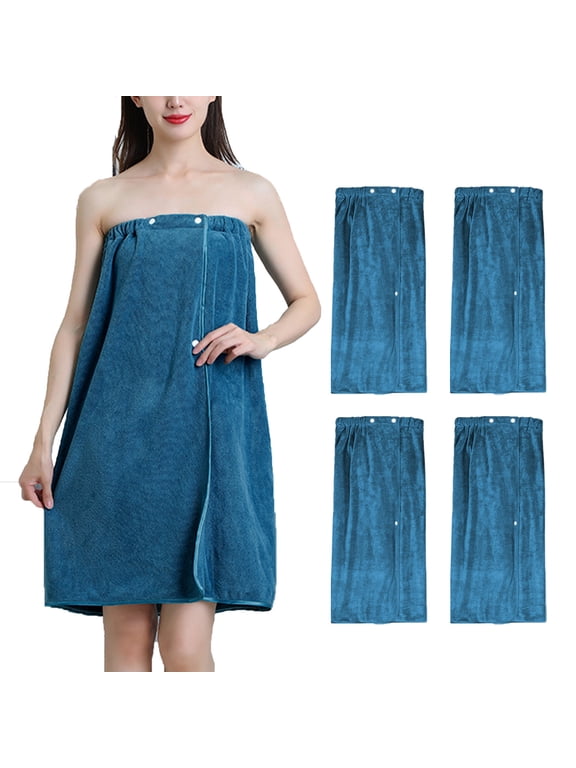 Hmgxay 4PCS Spa Wrap Towel, 30"x53" Lightweight Bath Robe, Quick-Dry Beach Cover-Up for Women(Blue)