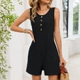 thumbnail image 2 of Women's Sleeveless Button Front Romper with Pockets Casual Summer Loose Fit Short Jumpsuit, 2 of 6