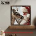 thumbnail image 2 of 2D Flat, 1pc Vintage Wooden Framed Santa Claus Reindeer Touching Noses Christmas Wall Art - 8x8 Inch Holiday Decor with Red Striped Stockings, Snowy Forest Scene, Perfect for Home Office, Christmas, 2 of 9