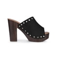 thumbnail image 3 of BLISSFUL STEP Women's Open Toe Platform Block Heel Slide Sandals Black 10, 3 of 6
