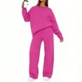 thumbnail image 2 of Letdown Two Piece Sets for Women Long Sleeve Sweatshirts Top Casual Matching Sets Loungewear Fall Clothes Travel Outfits Fashion (Hot Pink, XL), 2 of 7