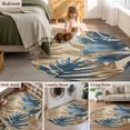 thumbnail image 5 of Round Rugs 3Ft, Navy Blue Brown Botanical Round Area Rug Washable Indoor Throw Carpet, Rustic Tropical Palm Leaves Small Non Slip Circle Rug for Bedroom Living Room Home Decor Aesthetic, 5 of 8