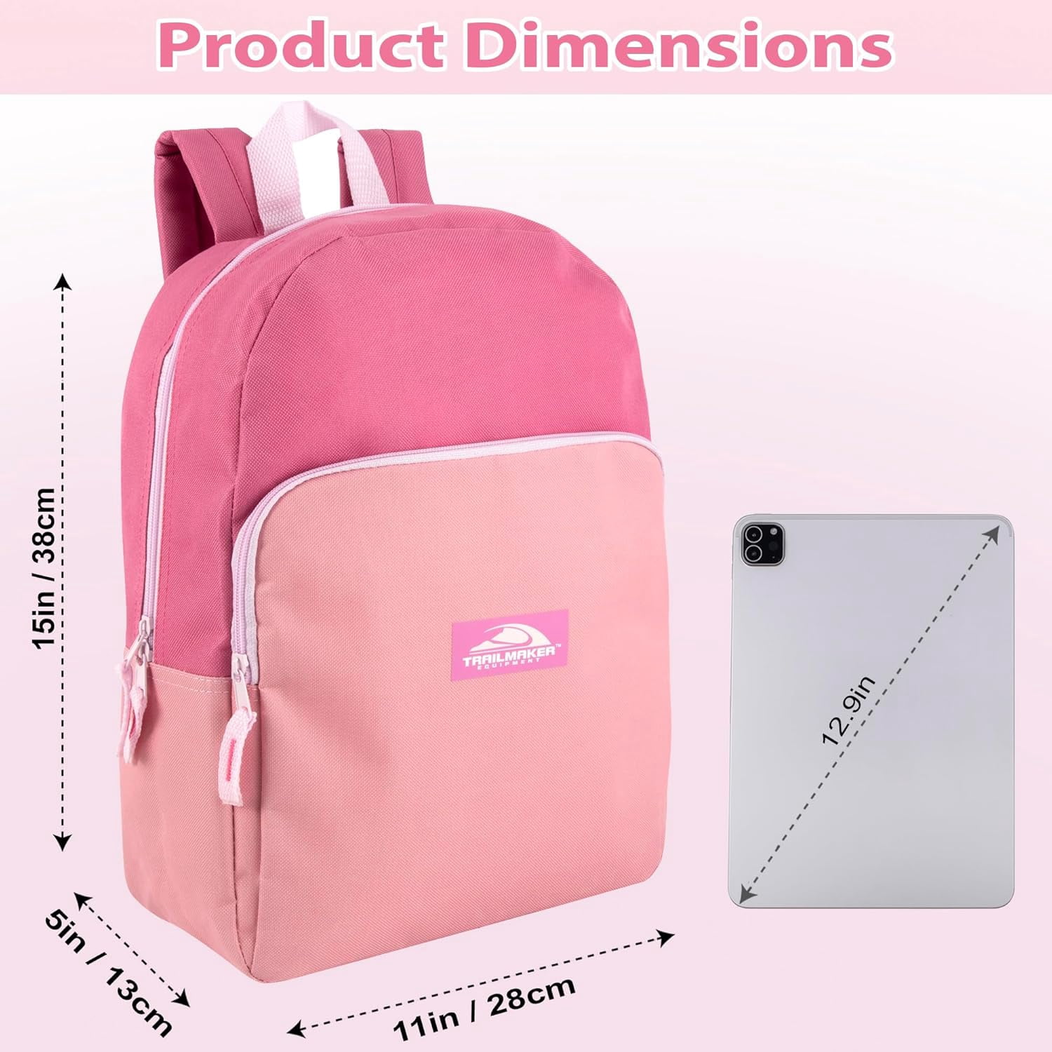 24 Pack of Bulk Wholesale Two Tone Color Backpacks for Travel and Commuting in Mixed Female Colors Pack