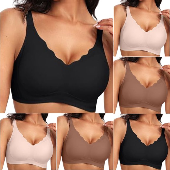 Stretchy Bra for Women JIANLAI Sports Bra for Women Plus Size Wireless Bras with Cooling Lift-Up Air Tech Mesh High Support Beige