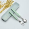 thumbnail image 2 of 2-Piece Children Flatware Set 18/10 Stainless Steel Child Tableware Set Silver Cutlery Set Silverware Dinner(Blue), 2 of 5