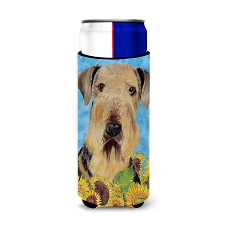 

Caroline s Treasures SC9069MUK Airedale in Summer Flowers Ultra Hugger for slim cans Slim Can multicolor