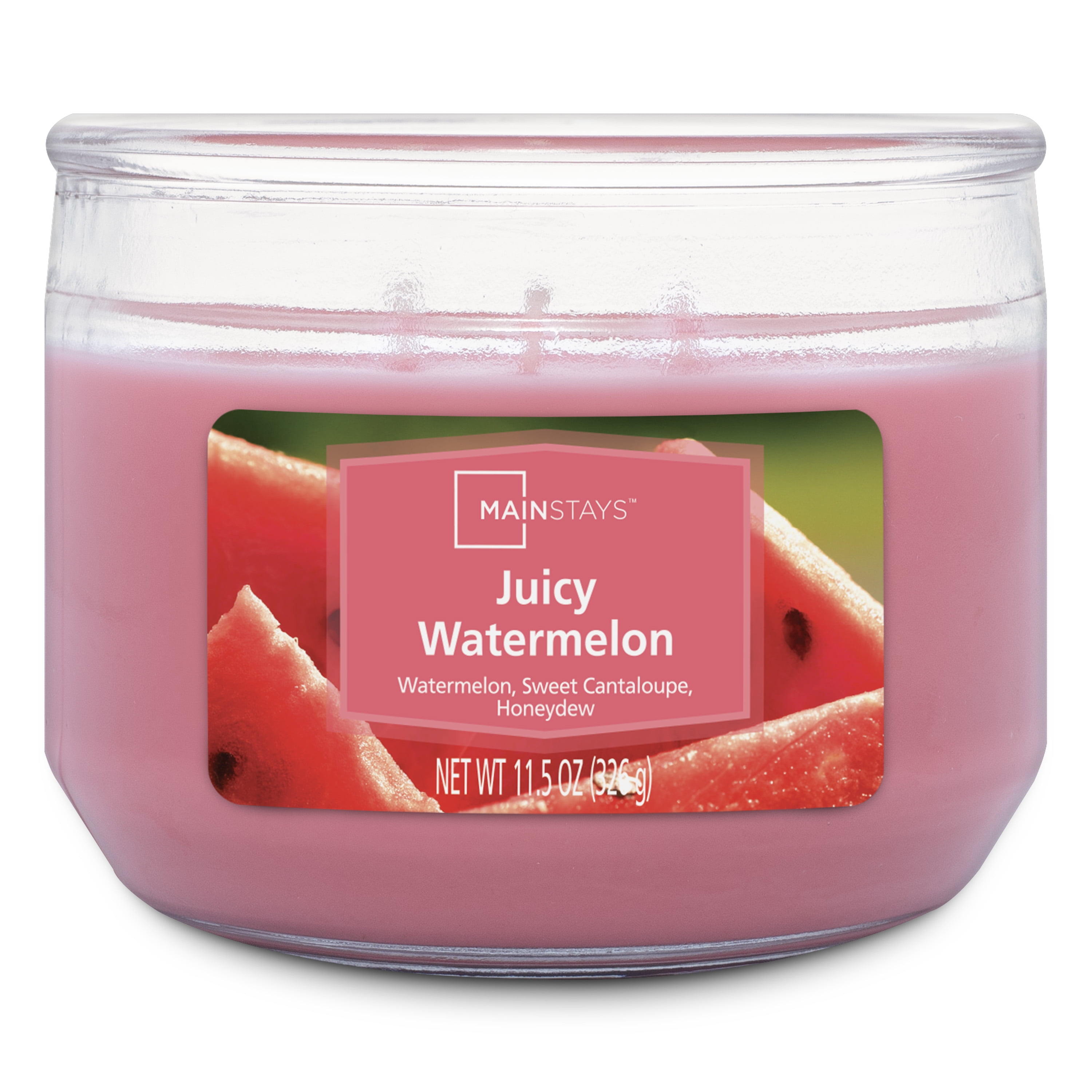 (3 pack) Mainstays Juicy Watermelon Scented 3-Wick Glass Jar Candle, 11.5 oz