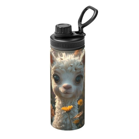 

Hirioo Adorable Llama In Flowers for 18oz Sports Insulated Kettle for Gym Hiking Camping Running Mountain Bike Outdoor Sports