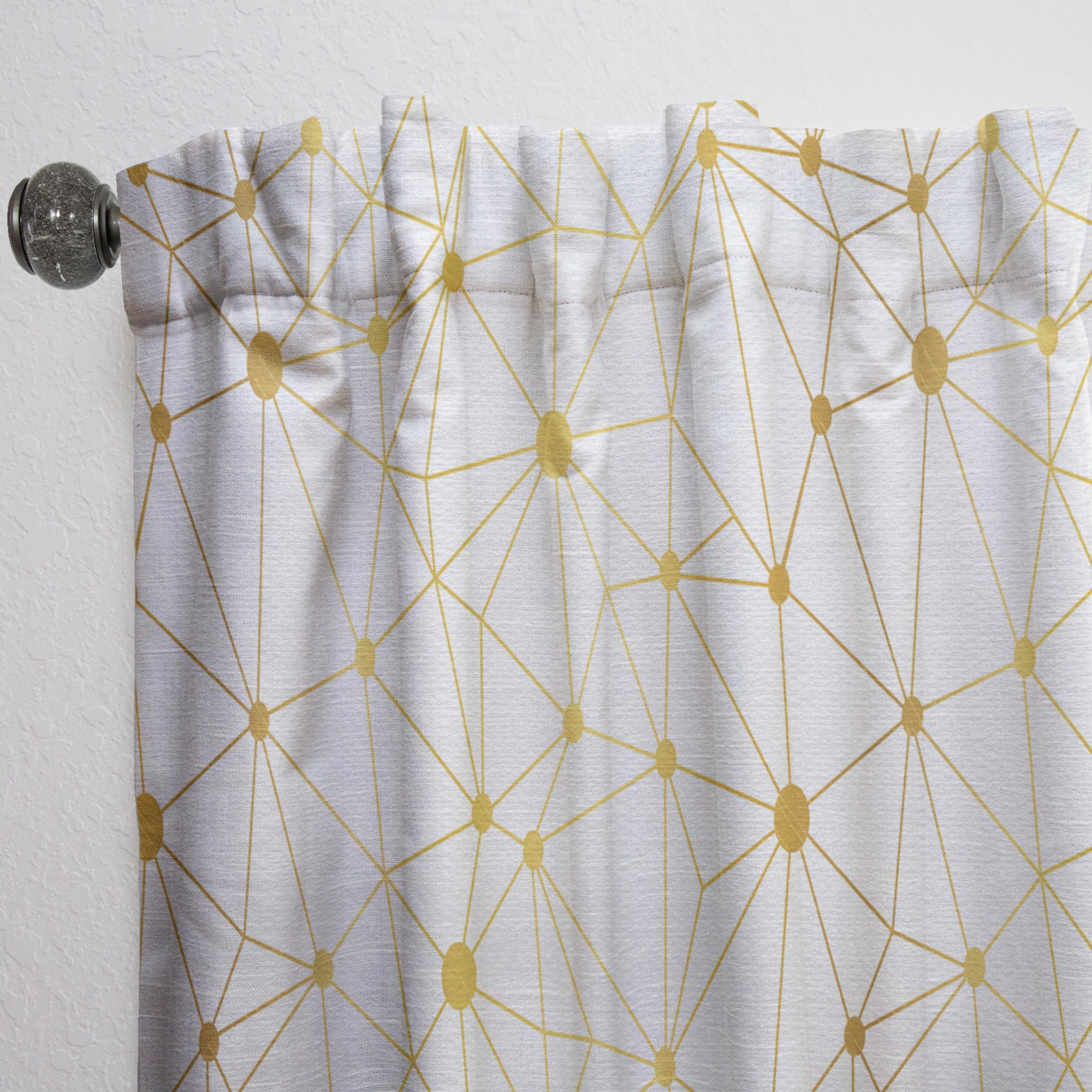 Designart 'Golden Lines Grid I' Mid-Century Modern Curtain Panel