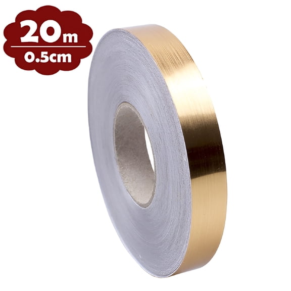CCOCC 20m Floor Tiles Gold Foil Lines Metalized Mirror Tape,Self-Adhesive Tile Seam Sticker,Waterproof Sealing Foil Decor Tape for Wall,Cabinet,Kitchen,65ft (2pcs Gold   0.19in (5mm))