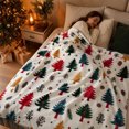 thumbnail image 4 of Cififendec Christmas Multi Color Tree Print Fleece Throw Blanket, 59.05"×51.18", Soft Plush Blanket with Xmas Tree Patterns for Bed Sofa Holiday Lounging, 4 of 7