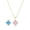 Pink+ Blue, variant on Lady's four-leaf clover necklace, 18K gold-plated four-leaf clover double-sided lucky pendant, cubic zirconia, fashionable and high-end collarbone chain, birthday gift