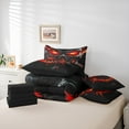 thumbnail image 6 of Manfei Boho Skull Skeleton Twin Bedding Sets 7pcs, Halloween Bedding Comforter Set, Black Orange Lightning Sheet Sets, Breathable Home Decor, 6 of 8