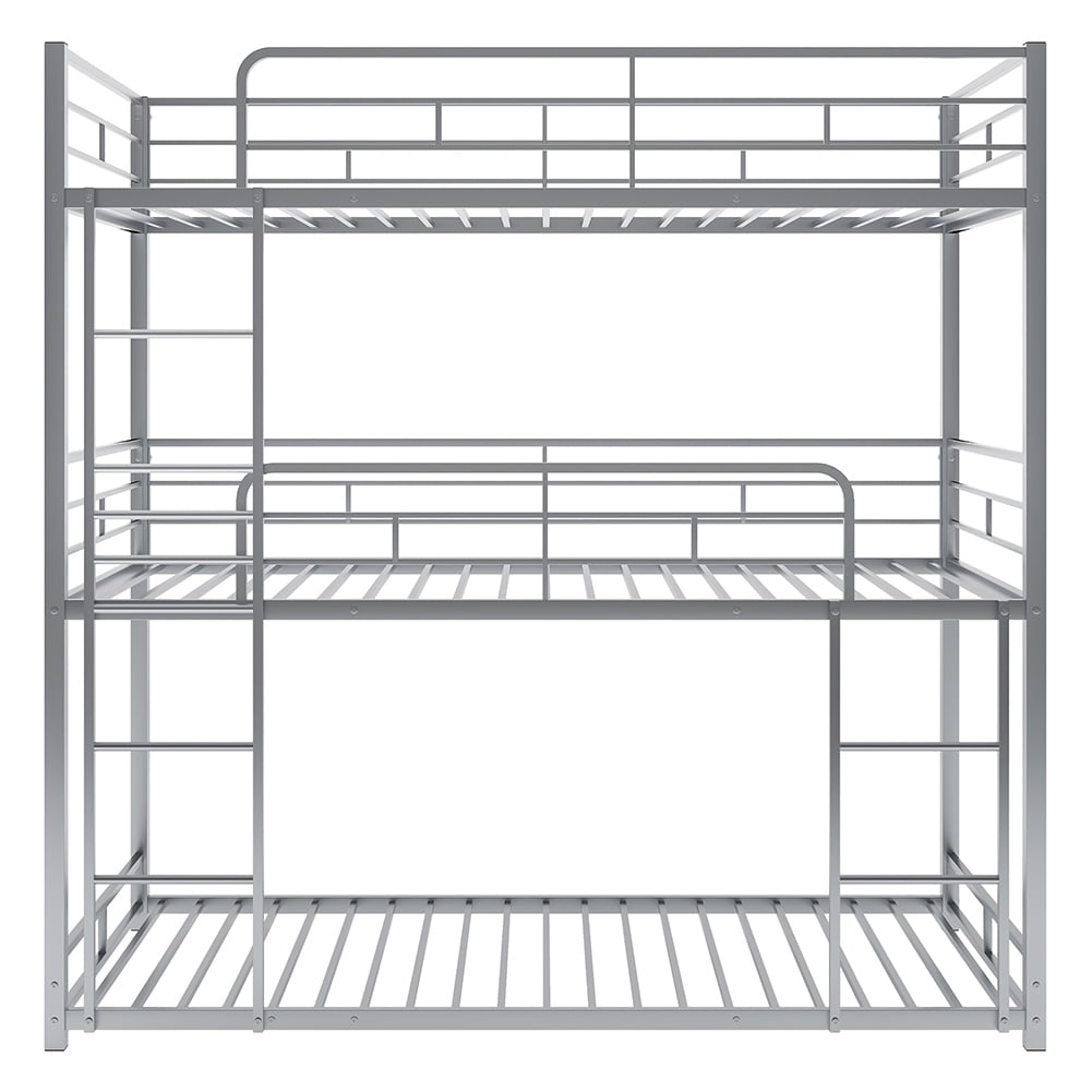 Kadyn Metal Triple Bunk Bed, Twin Over Twin Over Twin Bunk Bed, Heavy Duty Steel Frame, Silver Kadyn Metal Triple Bunk Bed, Twin Over Twin Over Twin Bunk Bed, Heavy Duty Steel Frame, Silver
