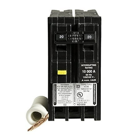 Schneider Electric HOM220GFIC Homeline 20 Amp Two-Pole GFCI Circuit Breaker