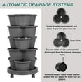 thumbnail image 5 of VECELO Stackable Planters 5 Tier Vertical Gardening Planter, Stackable Garden Tower Indoor Outdoor Pot For Strawberries, Flowers, Herbs, Vegetables With Removable Wheels, Dark Gray, 5 of 12