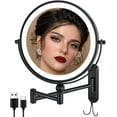 thumbnail image 1 of Rechargeable Wall Mounted Lighted Makeup Mirror DoubleSided /x Magnifying Mirror with Color Lights Vanity Mirror with DualTouch & Luminance Memory (Nickel), 1 of 6