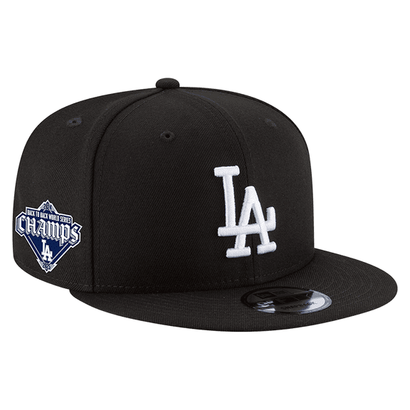 Men's New Era Black Los Angeles Dodgers 2024/25 Back-to-Back Champions Diamond Side Patch 9FIFTY Snapback Hat