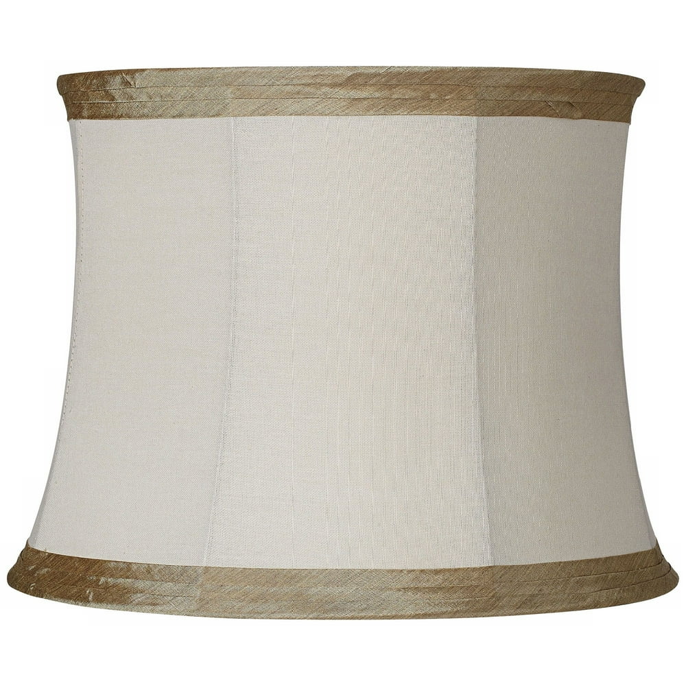 Springcrest Ivory Linen with Taupe Trim Medium Lamp Shade 14" Top x 16