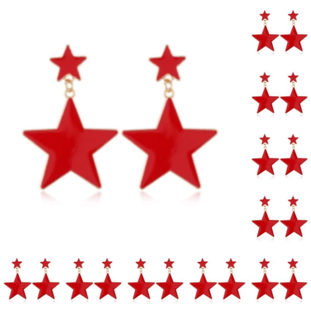 Minnieouse 2 uds pendientes de gota de estrella con doble abalorio joyería para mujer moda grande divertido declaración geométrica regalos de Rojo 10piezas