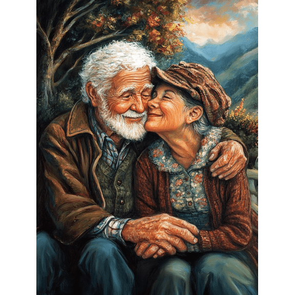DIY Old Couple Diamond Painting 12x16 Inch, Full Round Drill Kits Mosaic Art for Adults Relax & Home Wall Decor Festival Gift 1020