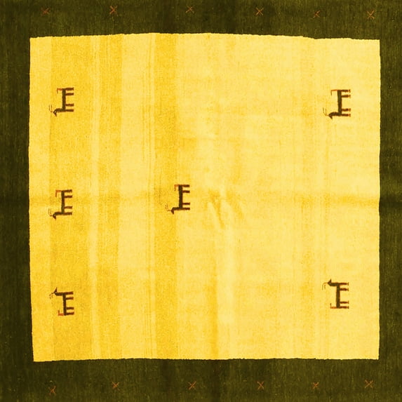 Ahgly Company Indoor Square Solid Yellow Modern Area Rugs, 6' Square