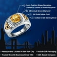 thumbnail image 2 of Gem Stone King 2.26 Ct Yellow Citrine Lab Grown Diamond 925 Silver and 10K Yellow Gold Men's Ring | Size 8, 2 of 6