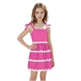 thumbnail image 2 of DAETIROS Girls Summer Dress Square Neck Tiered Ruffle Cami Hot Pink for Wedding Party Casual Soft Playdate Outfit,Size 3-4T, 2 of 9