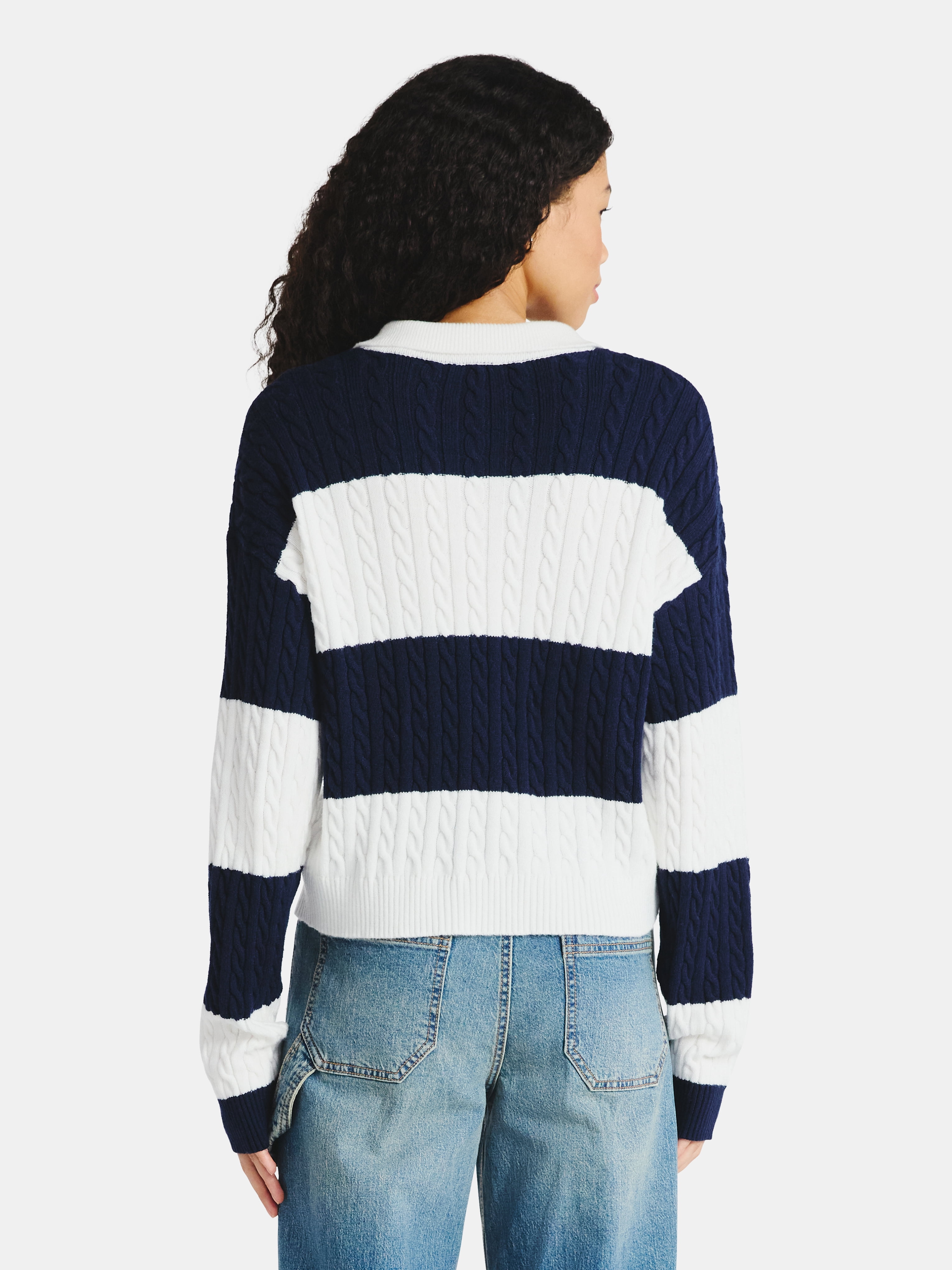 No Boundaries Cable Knit Collared Pullover, Women's