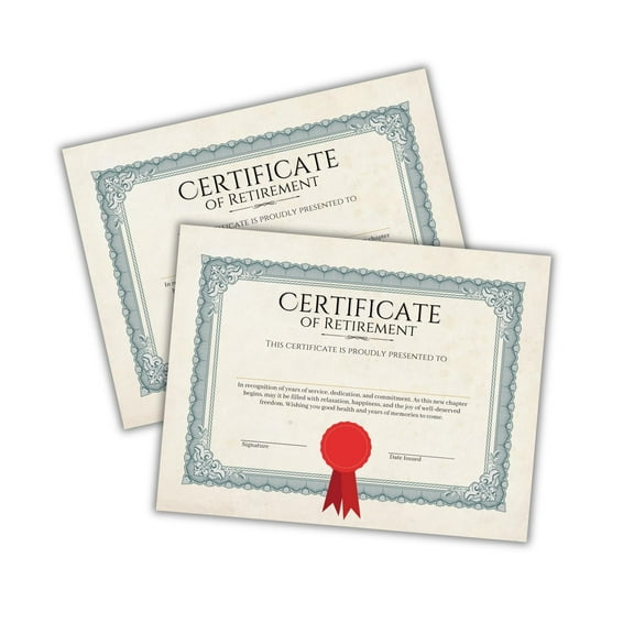 Retirement Certificate of Recognition 6pk on Linen 8.5x11 Employee of The Year Month Office Award Years of Service Plaque Appreciation Honor