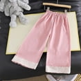 thumbnail image 3 of SHTXOZHI Girl's Wide Leg Pants Loose Elastic Waist Lace Trimmed Pants Casual Outdoor Boho Beach Vacation Bottoms, 3 of 4
